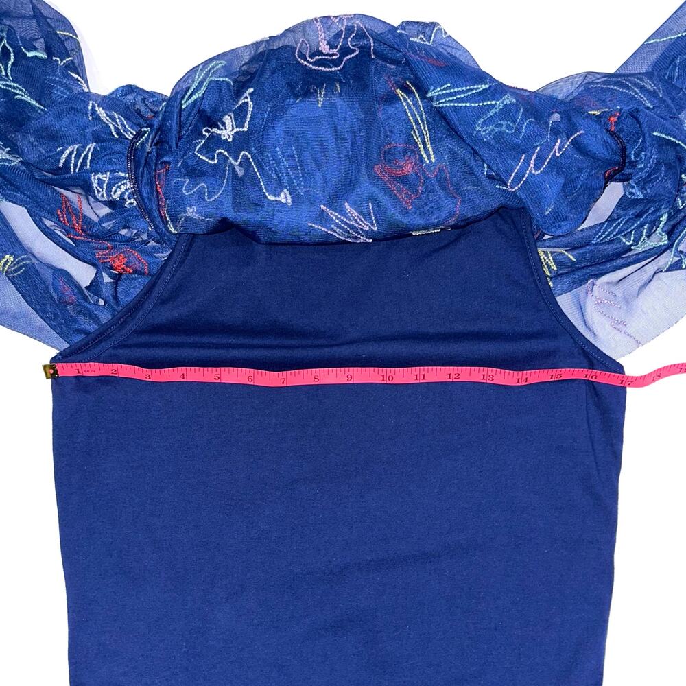 Stella McCartney Kids Girls Navy Blue Embroidered Skates Tulle Dress Size 12 - Picture 12 of 13